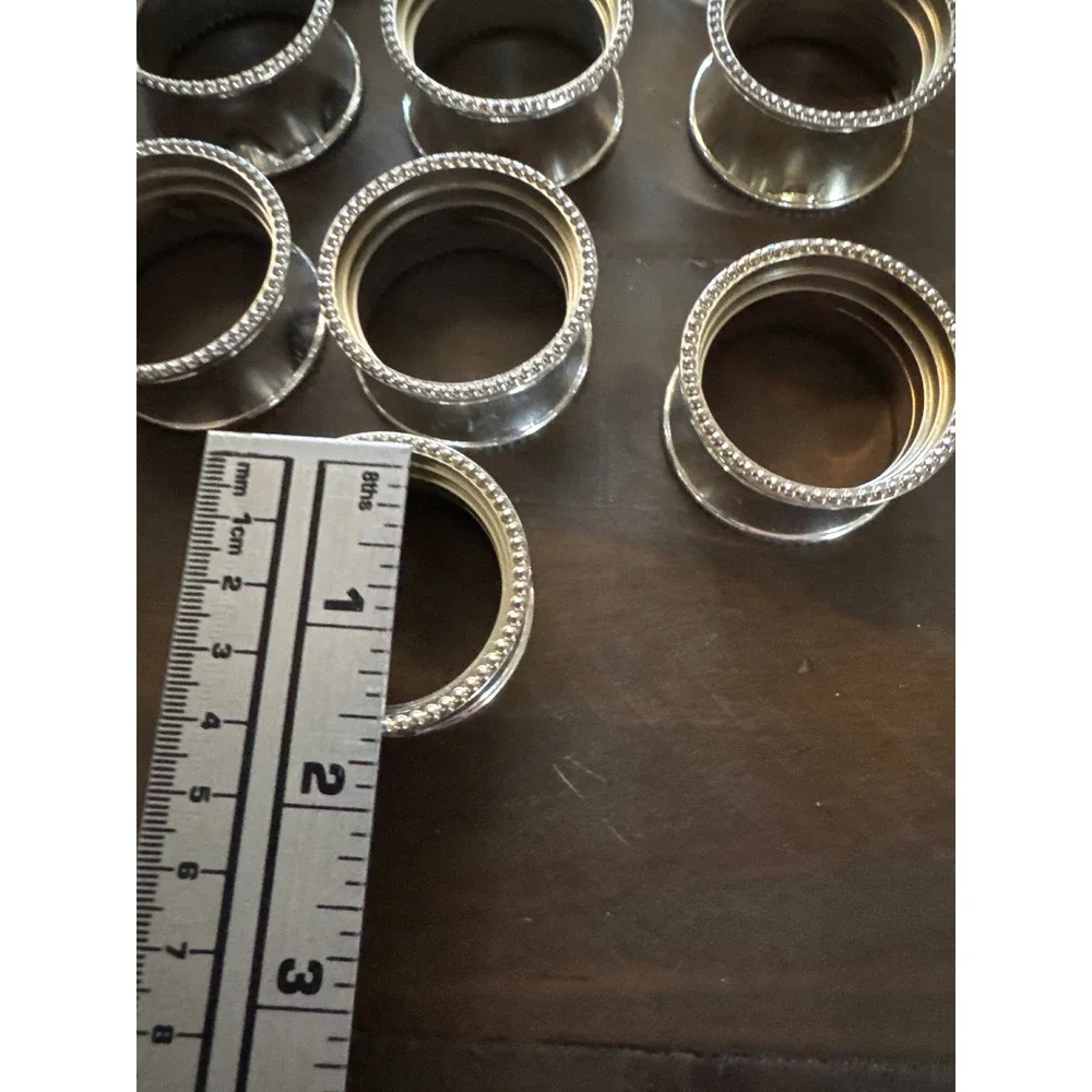 Beaded Elegance Silver Tone Napkin Rings Set of 10 Round Metal